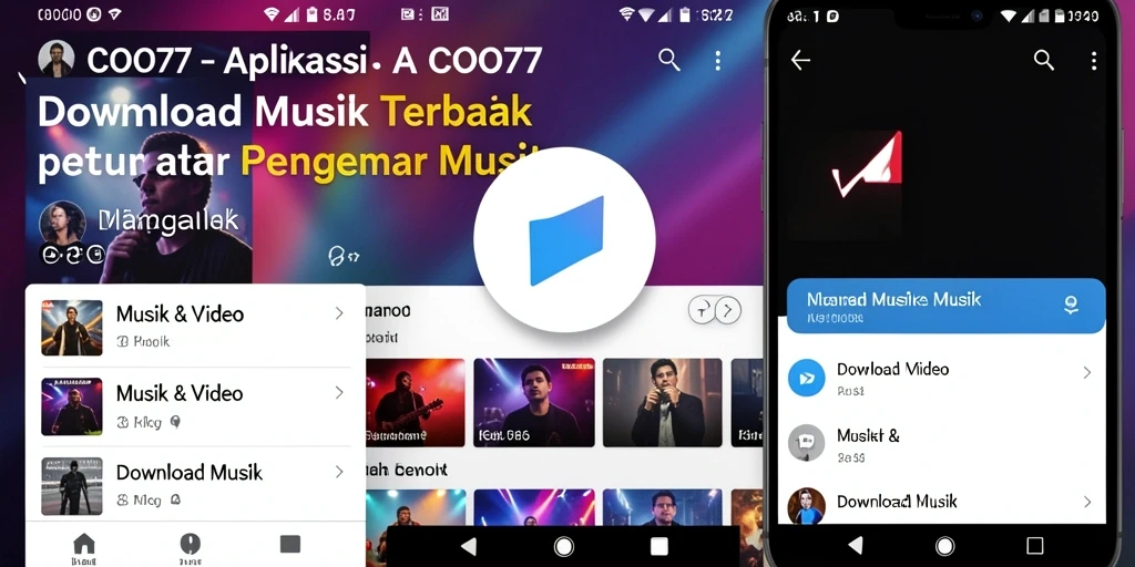Tampilan antarmuka COO77 yang sederhana dan menarik untuk Download Musik.