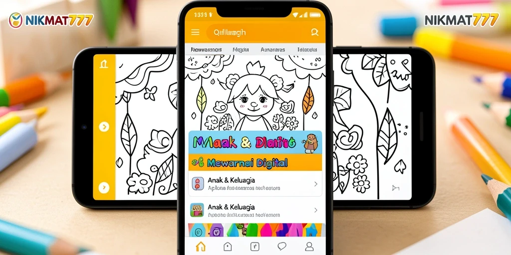 Antarmuka NIKMAT777 menampilkan berbagai pilihan gambar untuk mewarnai.