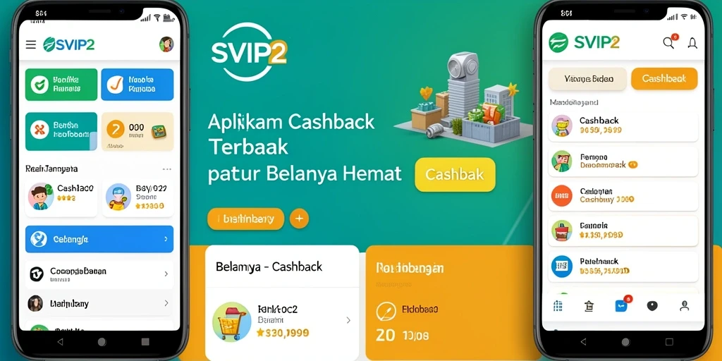 Tampilan antarmuka aplikasi SVIP2 dengan fitur Cashback yang ramah pengguna.
